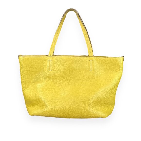 Vintage Salvatore Ferragamo Small Double Gancini Yellow Tote Bice - Picture 4 of 10